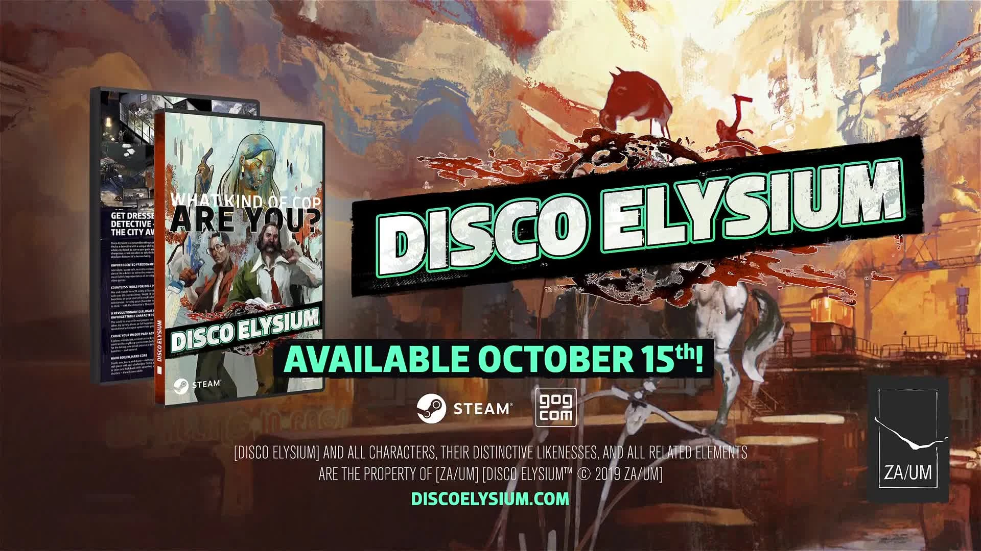 Новый трейлер Disco Elysium с датой выхода игры