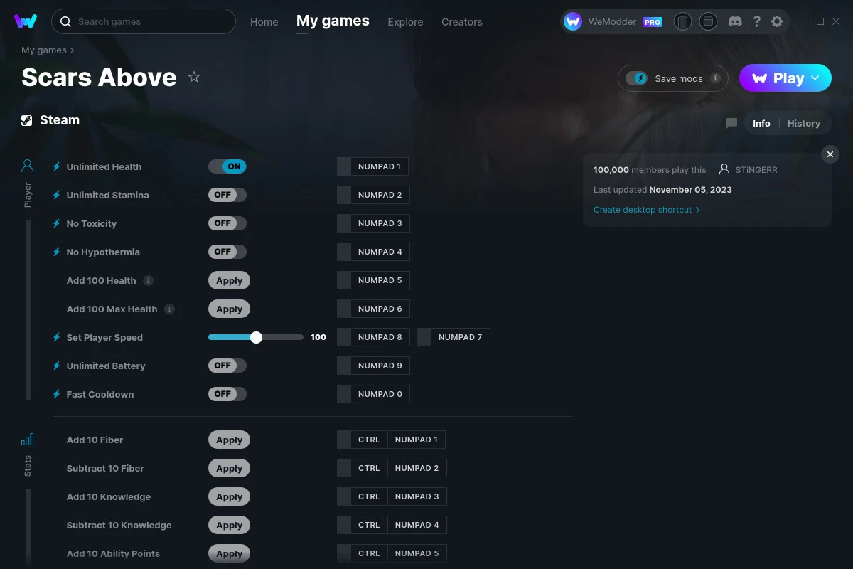 Scars Above "Трейнер +11" [UPD: 05.11.2023] {STiNGERR / WeMod}