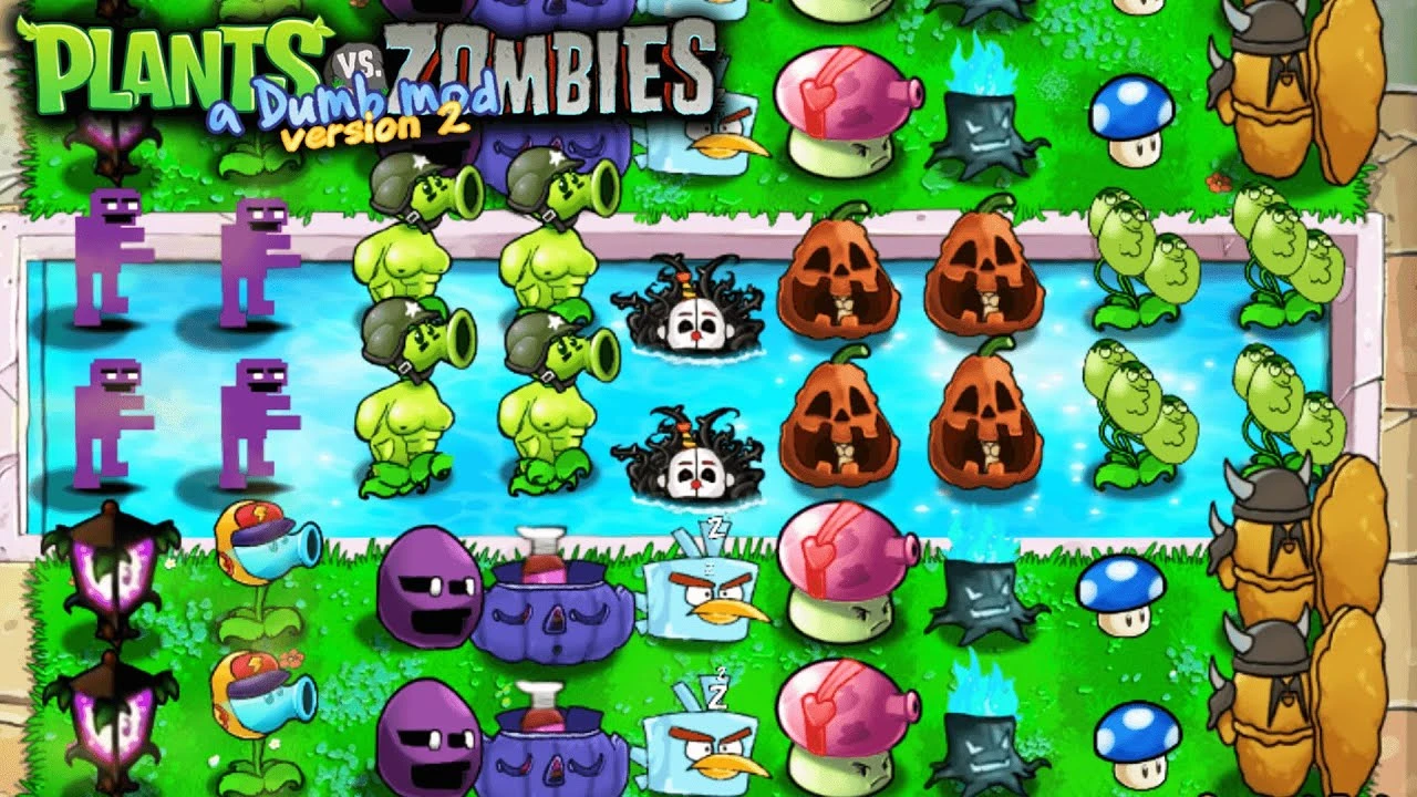 Plants vs. Zombies "Мод A Dumb Mod - новые зомби, отсылки на Fnaf, Симсонов и многое другое"