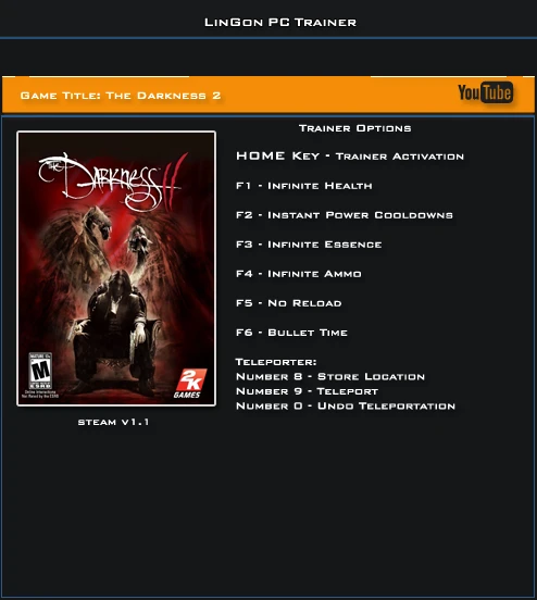 The Darkness 2: Трейнер/Trainer (+8) [1.1] {LinGon}
