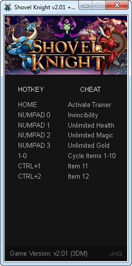 Shovel Knight: Трейнер/Trainer (+17) [2.01] {UNIQ}