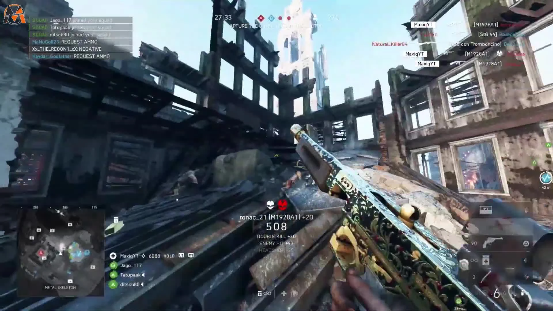 1000 убийств с Пистолеат-пулемёта Томпсона в Battlefield V