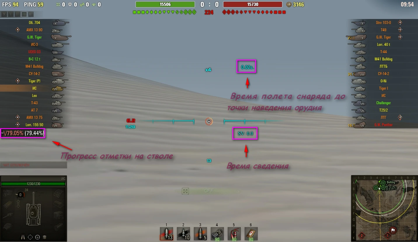 World of Tanks "Показ процента отметки на орудие 1.0.0"