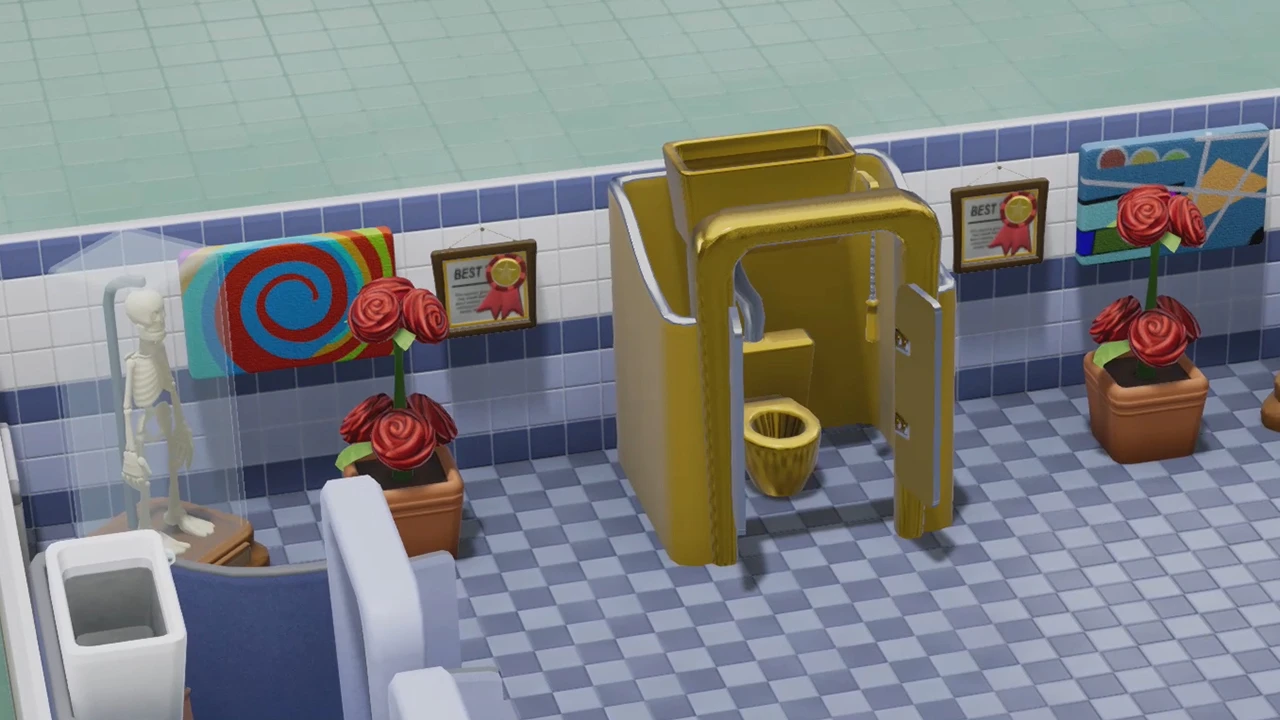 Подписчики новостной рассылки Two Point Hospital получат золотые туалетные кабинки