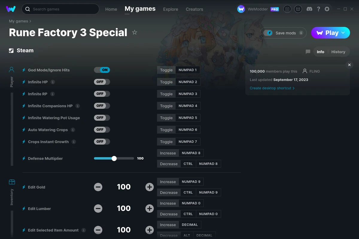 Rune Factory 3: Special "Трейнер +22" [UPD: 17.09.2023] {FLiNG / WeMod}