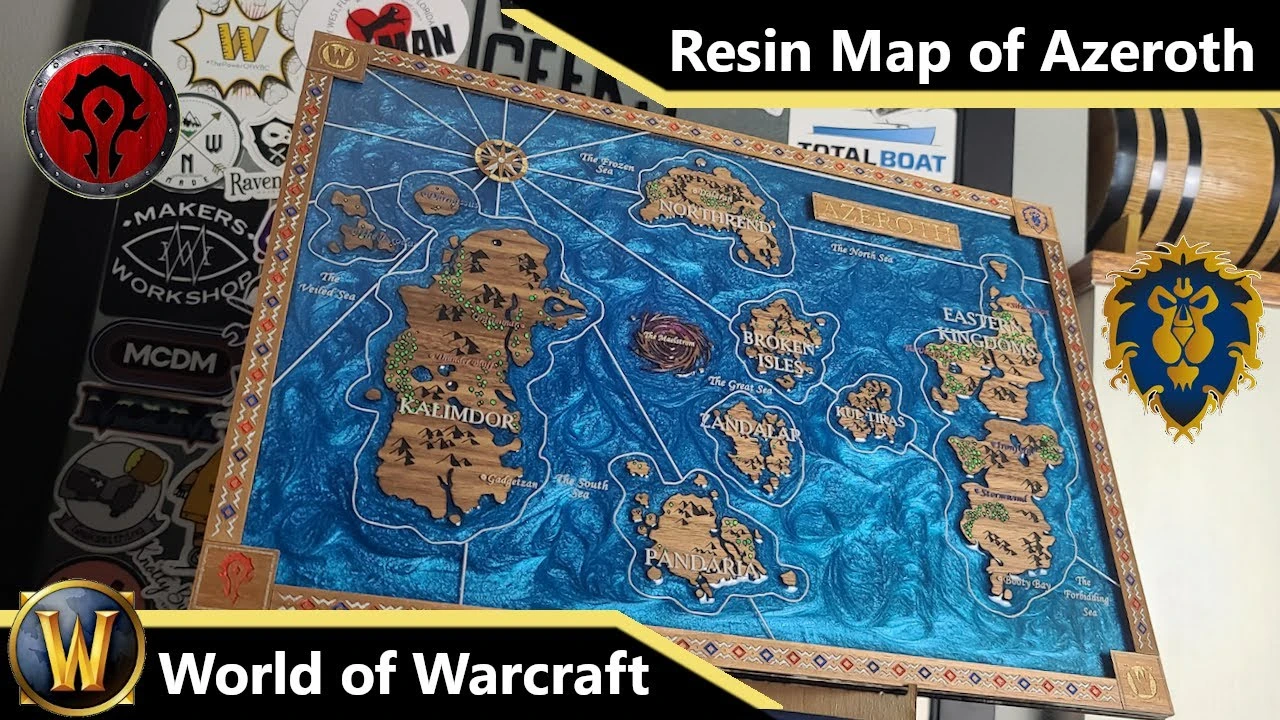 Девушка сделала объемную карту World of Warcraft из дерева и эпоксидной смолы