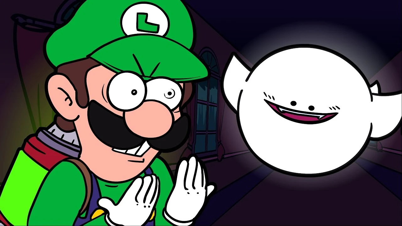 Луиджи испуган в Luigi's Mansion