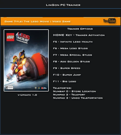 The LEGO Movie Videogame: Трейнер/Trainer (+9) [1.0] {LinGon}