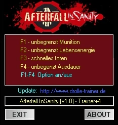Afterfall - InSanity: Трейнер/Trainer (+4) [1.0: Fixed] {dr.olle}