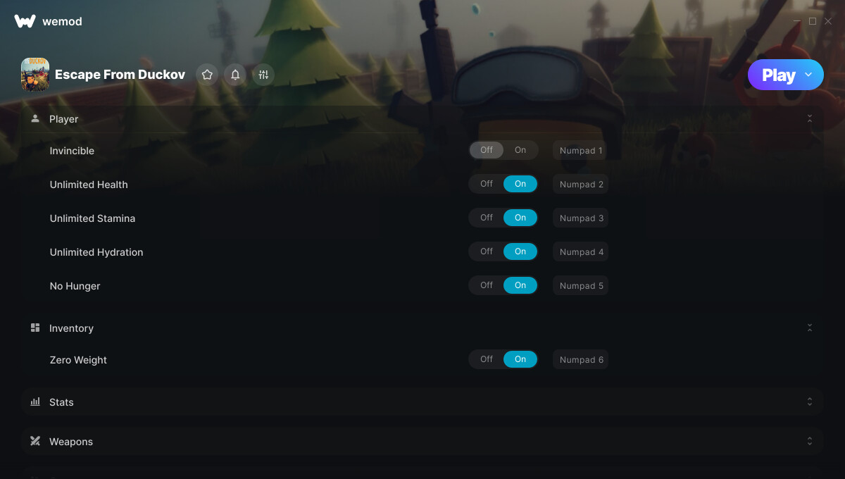 Escape from Duckov "Трейнер +10 от WeMod: Здоровье, выносливость, гидратация и пр"