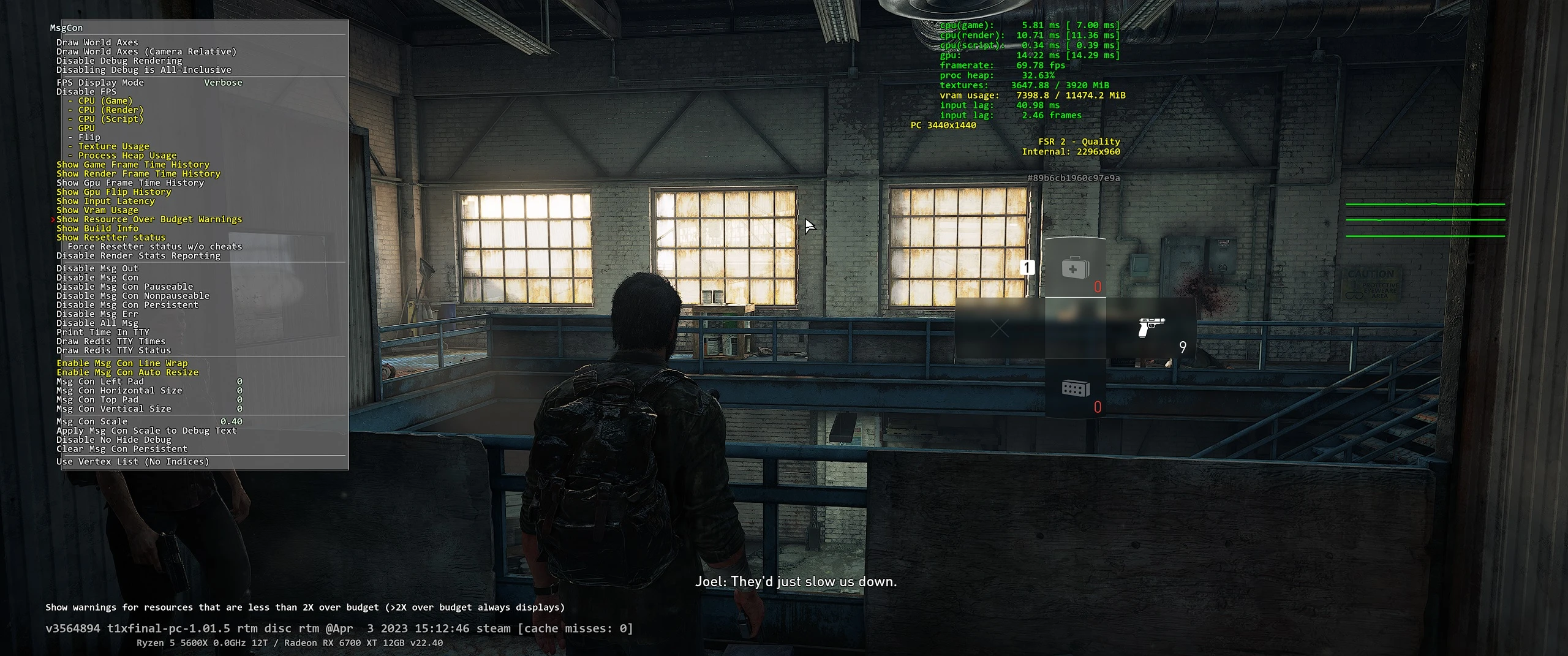 The Last Of Us Part I "Меню отладки - исправлени FPS" [v1.0.7.0]