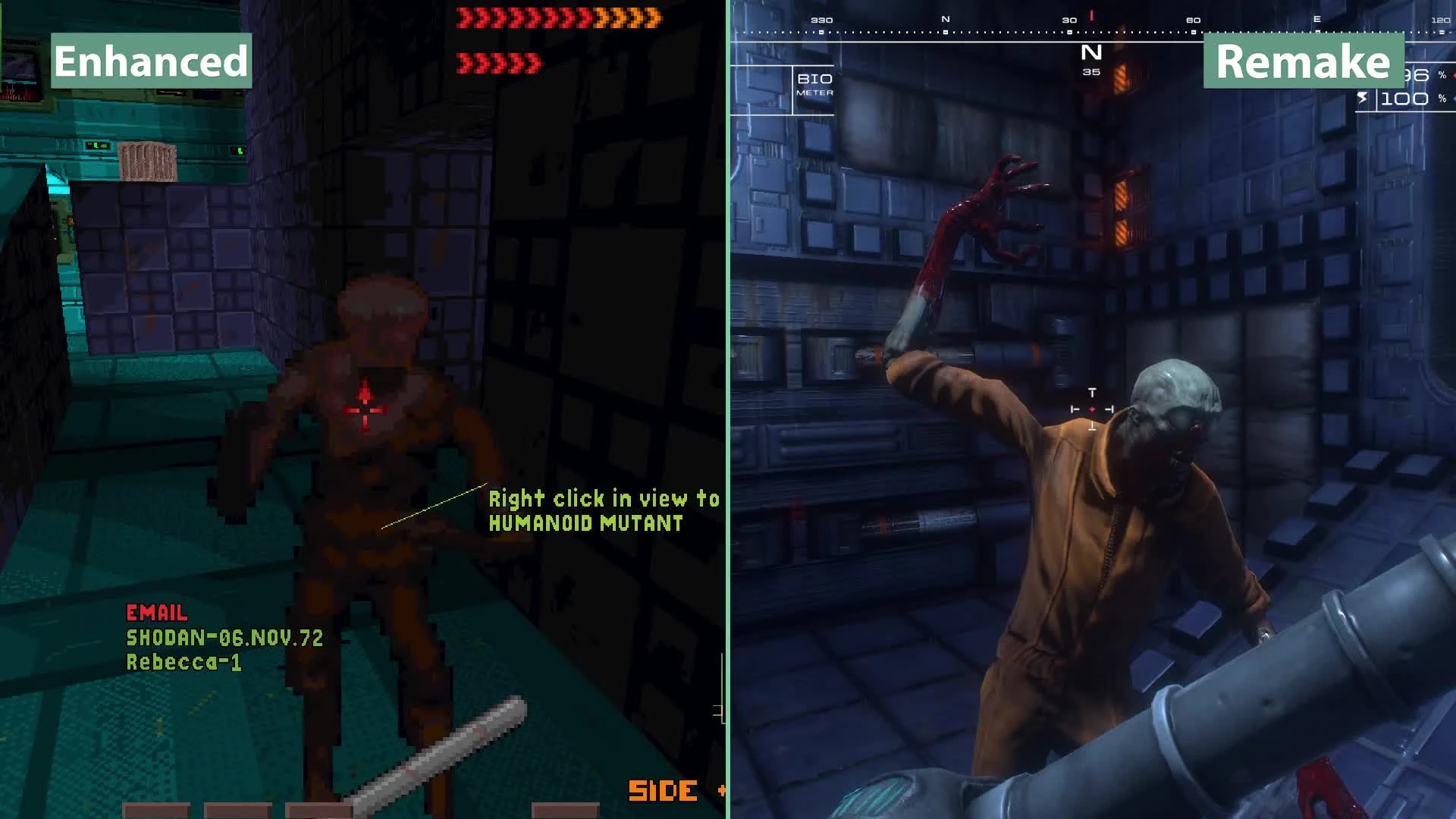 Сравнение System Shock - Enhanced Edition vs. Remake (Demo)