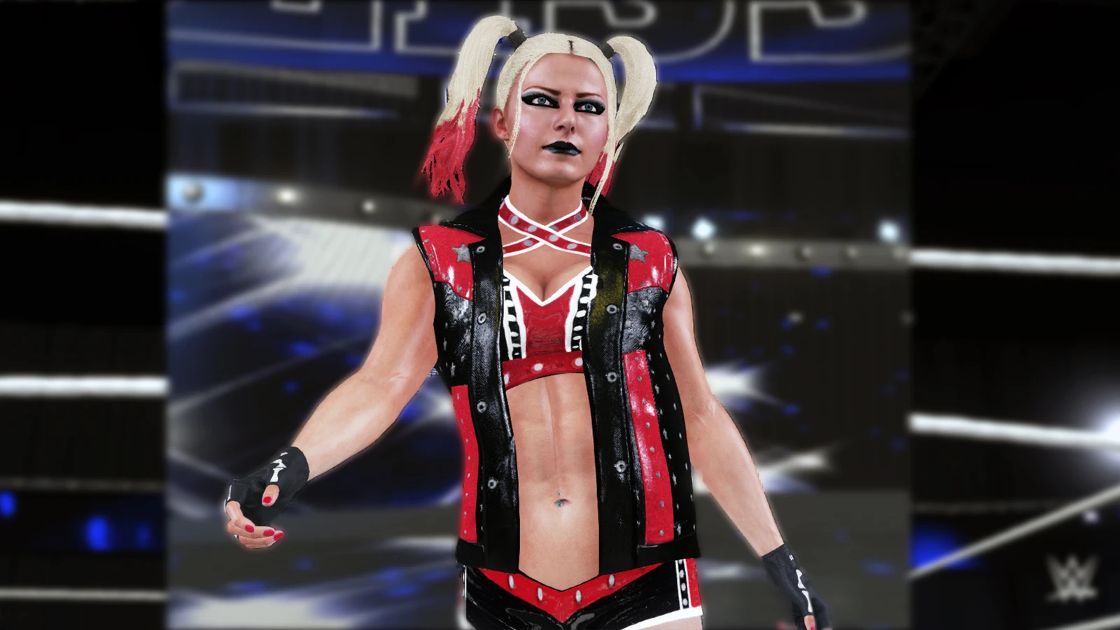 WWE 2K19 "Alexa Bliss Harley Quinn Red And Black Attire MOD"