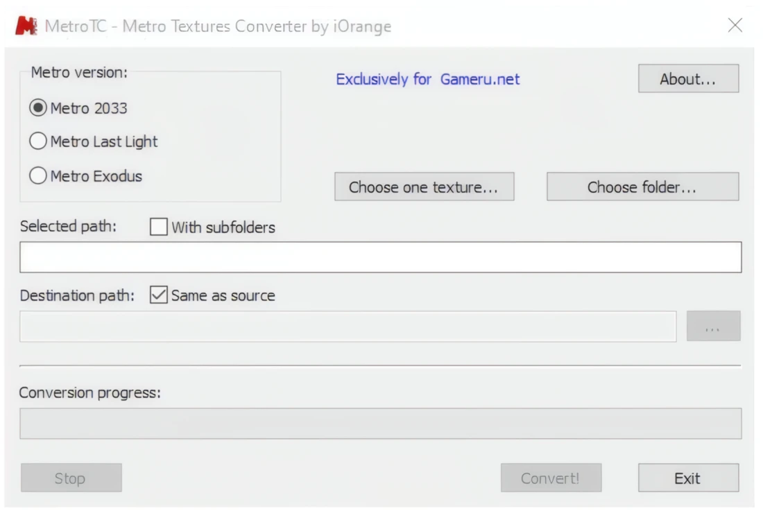 Metro 2033 "MetroTextureConverted - комбайн-конвертер любых текстур в играх Metro" {iOrange}