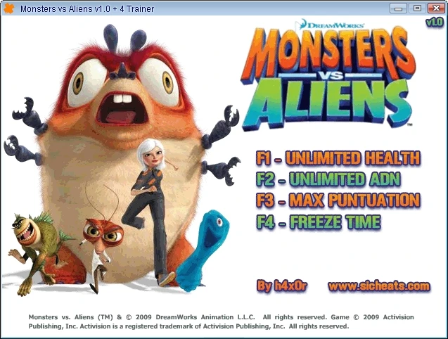 Monsters vs. Aliens - The Videogame: Трейнер (+4) [1.0] {h4x0r}
