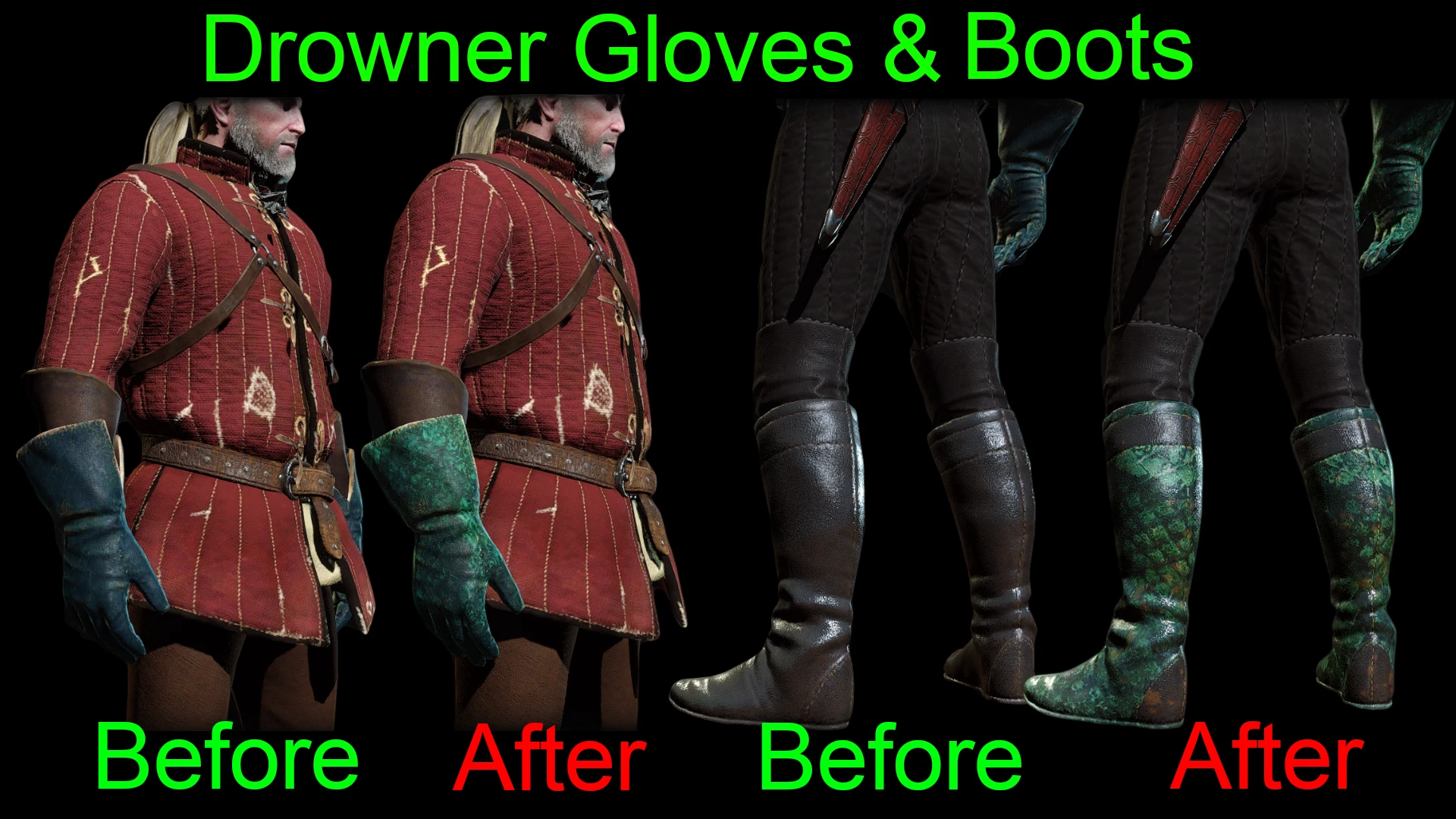 Witcher 3 "Перчатки и сапоги из кожи утопца"