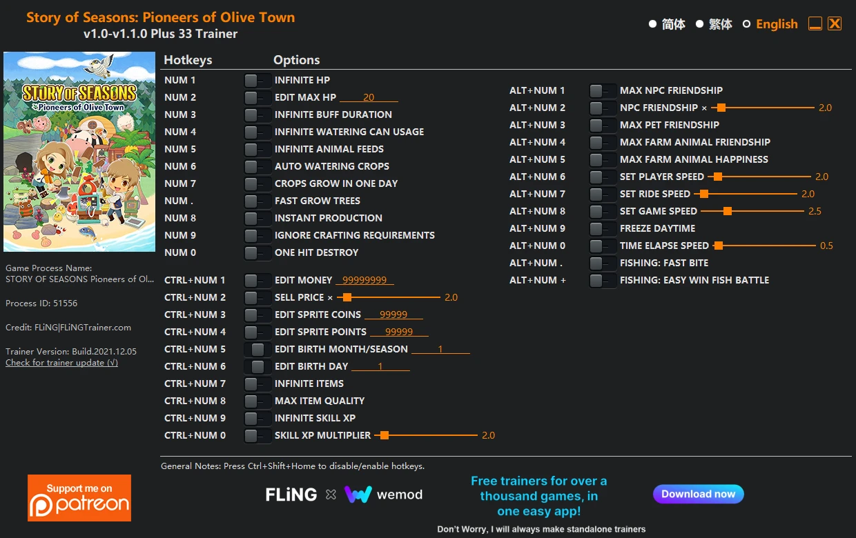 Story of Seasons: Pioneers of Olive Town: Трейнер/Trainer (+33) [1.0 - 1.1.0] {FLiNG}