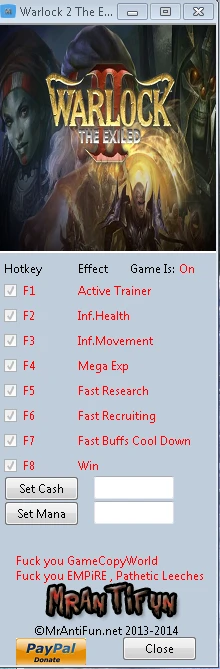 Warlock 2 ~ The Exiled: Трейнер/Trainer (+9) [2.1] {MrAntiFun}
