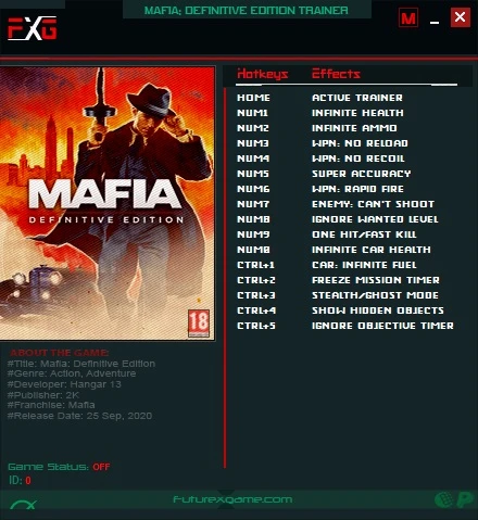 Mafia: Definitive Edition Трейнер/Trainer (+15) [v1.0.1] {FutureX}
