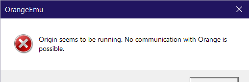Ошибка во время запуска "Origin seems to be running. No communication with orange is possible"