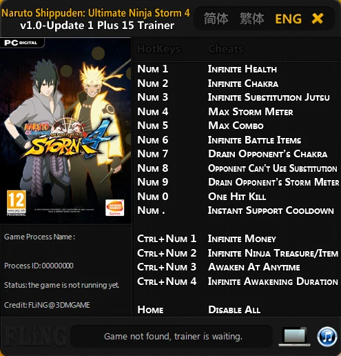 Naruto Shippuden: Ultimate Ninja Storm 4: Трейнер/Trainer (+15) [1.0-Update 1] {FLiNG}