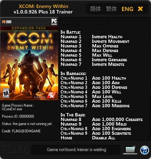 XCOM ~ Enemy Within: Трейнер/Trainer (+18) [1.0.0.926] {FLiNG}