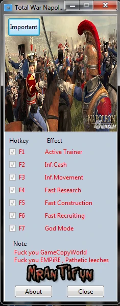 Napoleon ~ Total War: Трейнер/Trainer (+6) [1.3.0] {MrAntiFun}