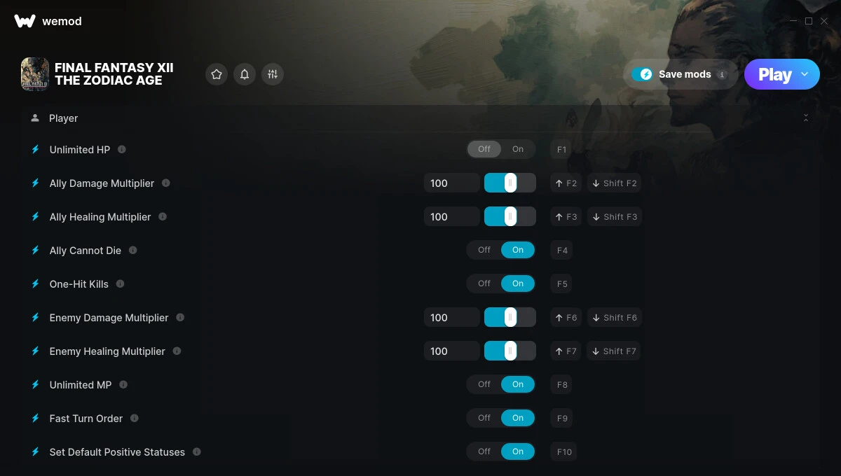 Final Fantasy 12 "Трейнер +47 от WeMod: Редактор игрока и инвентаря"