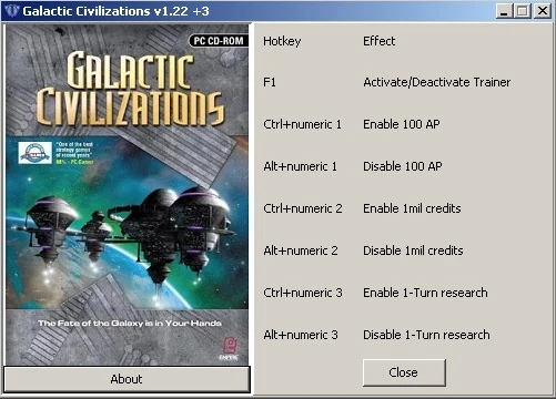 Galactic Civilizations: Трейнер | Trainer (+3) [1.22] {CH}