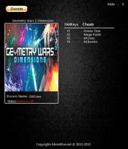 Geometry Wars 3 - Dimensions: Трейнер/Trainer (+4) [1.0] {MrAntiFun}