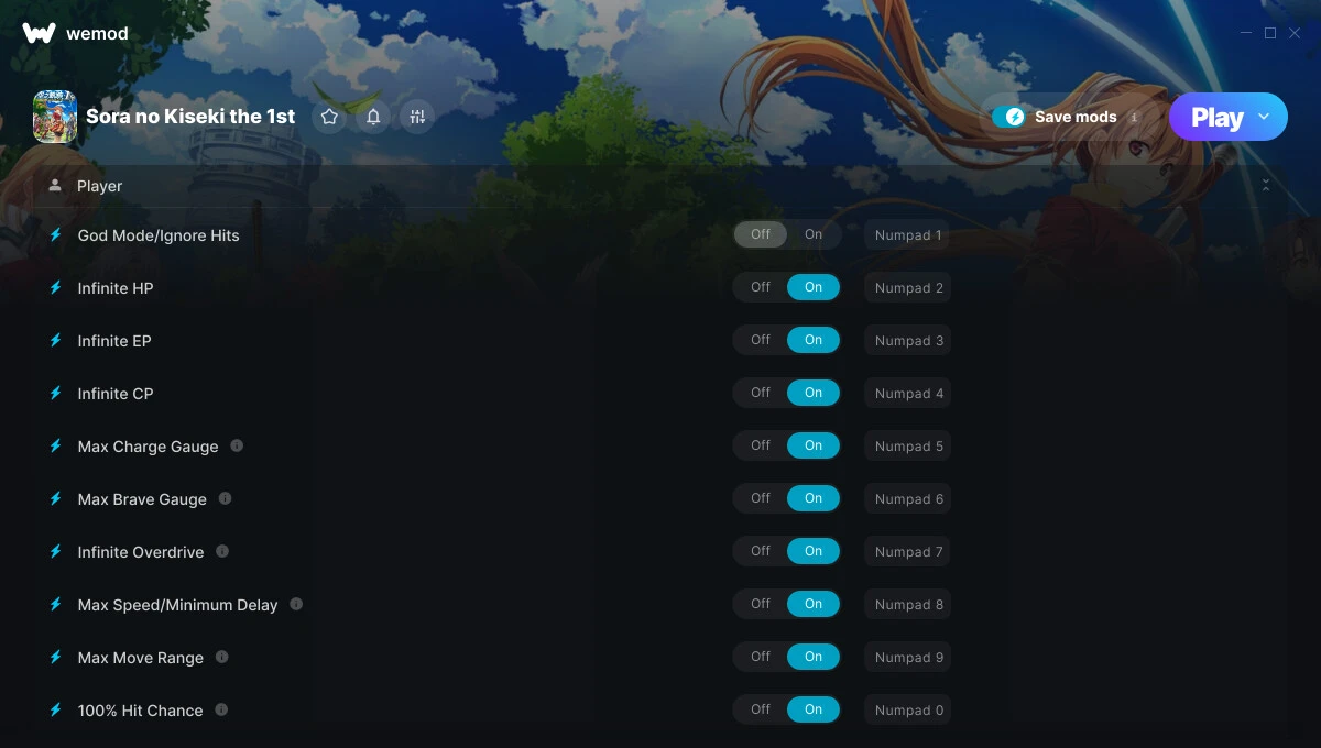 Sora no Kiseki the 1st "Трейнер +51 от WeMod: Редактор инвентаря и боя"