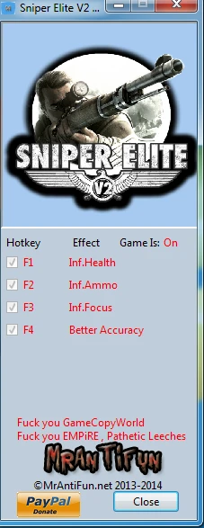 Sniper Elite V2: Трейнер/Trainer (+4) [1.14] {MrAntiFun}