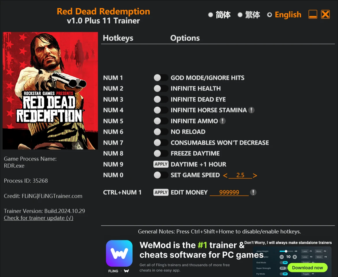 Red Dead Redemption "Трейнер +11" [1.0] {FLiNG}