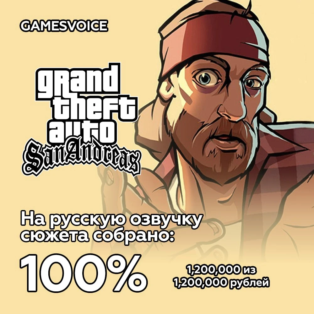 Студия GamesVoice объявила об успешном завершении сбора средств на создание русской озвучки GTA: San Andreas