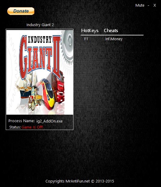 Industry Giant 2: Трейнер/Trainer (+1: Деньги / Money) [1.00] {MrAntiFun}