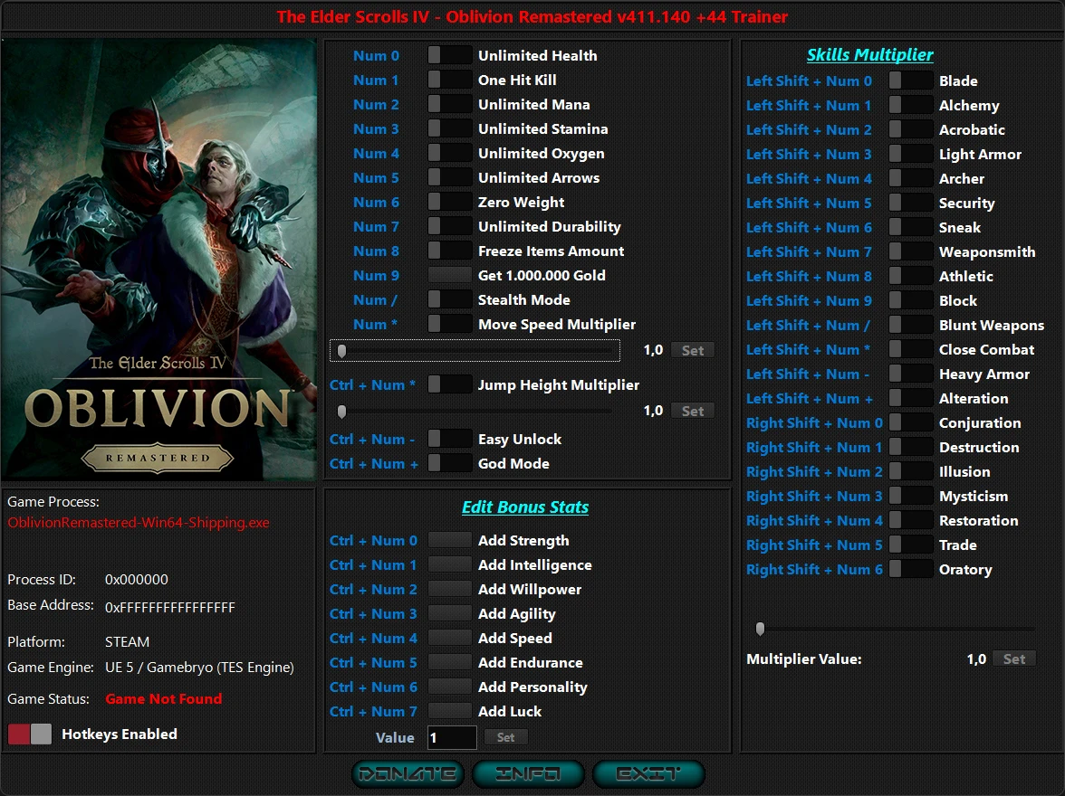 The Elder Scrolls 4: Oblivion Remastered "Трейнер +44" [1.512.105.0] {iNvIcTUs oRCuS / HoG}