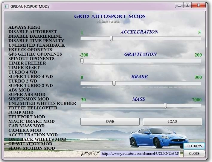 GRID: Autosport: Трейнер/Trainer (+28) [Offline Version] {Anton Vit}