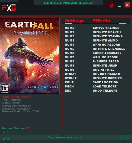 Earthfall Invasion: Трейнер/Trainer (+13) [v1.0] {FutureX}