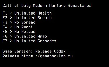 Call of Duty 4: Modern Warfare - Remastered: Трейнер/Trainer (+7) [Codex] {LIRW / GHL}