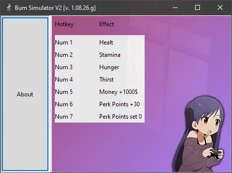 Bum Simulator: Трейнер/Trainer (+6) [v. 1.08.26.g] {SiriusXQ}