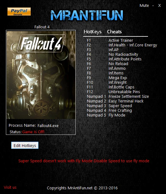 Fallout 4: Трейнер/Trainer (+17) [1.10.120] {MrAntiFun}