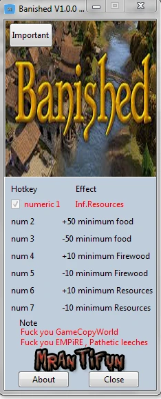Banished: Трейнер/Trainer (+3) [1.0] {MrAntiFun}