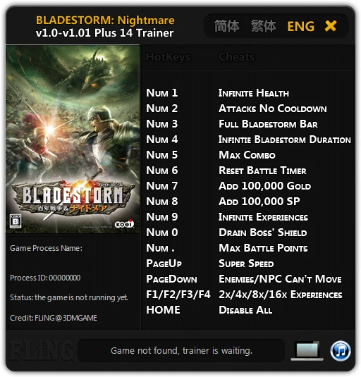 Bladestorm: Nightmare: Трейнер/Trainer (+14) [1.0 - 1.01] {FLiNG}