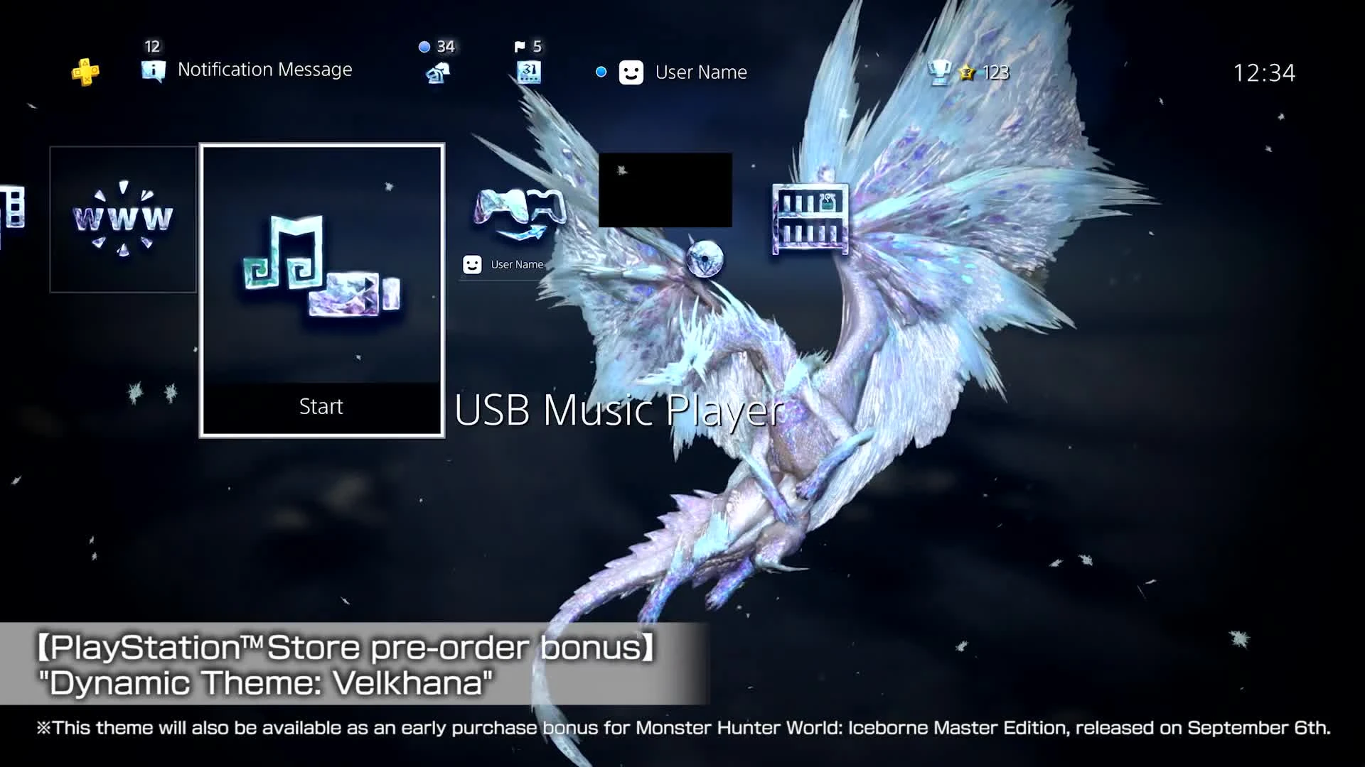 Динамическая тема Monster Hunter World: Iceborne для PS4