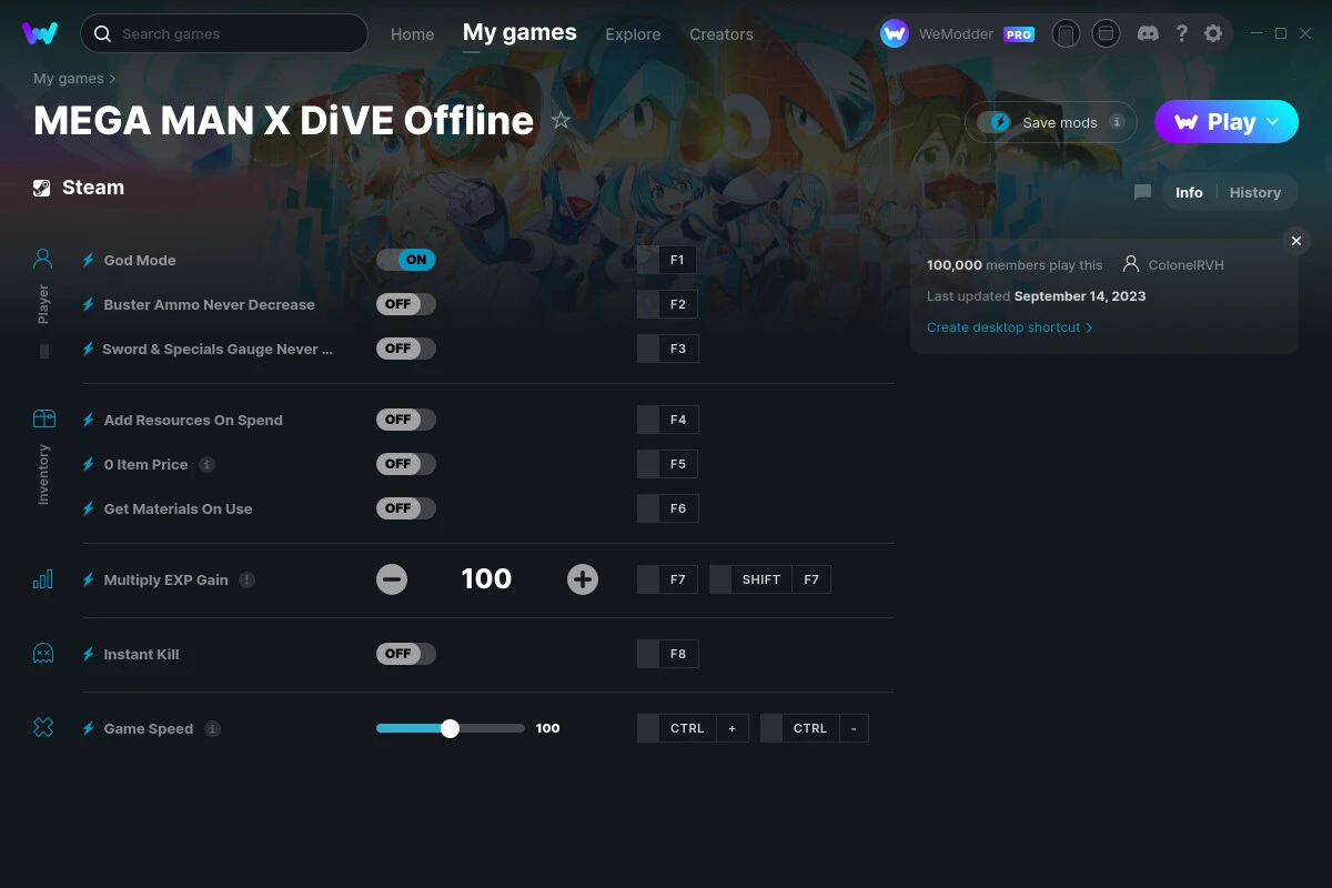 Mega Man X DiVE Offline "Трейнер +9" [UPD: 14.09.2023] {ColonelRVH / WeMod}