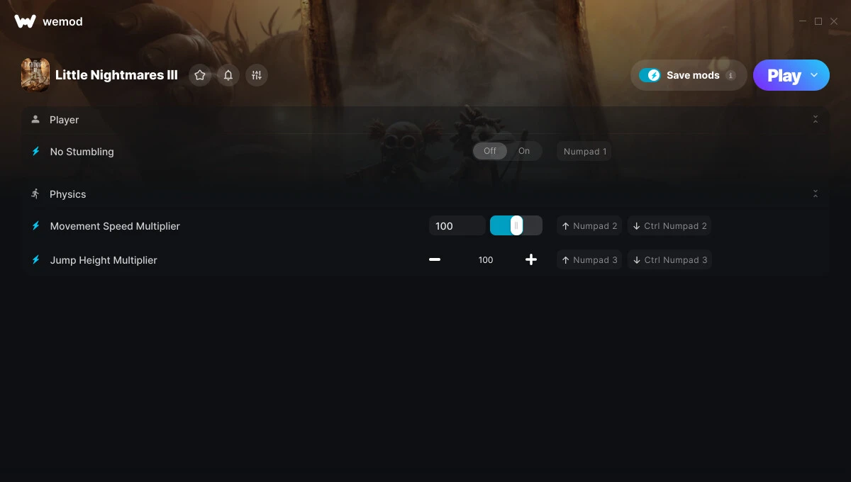 Little Nightmares 3 "Трейнер +3 от WeMod: Прыжок, перемещения, спотыкания"