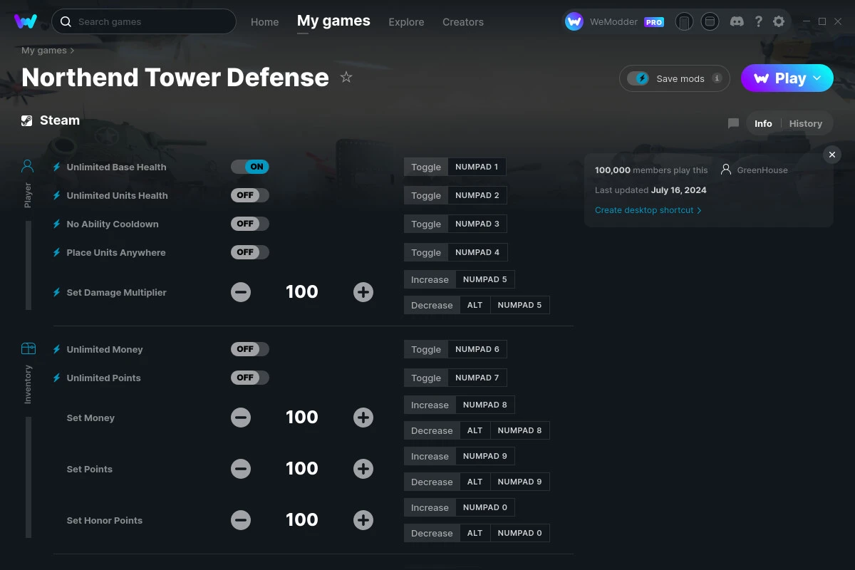 Northend Tower Defense "Трейнер +15" [UPD: 16.07.2024] {GreenHouse / WeMod}