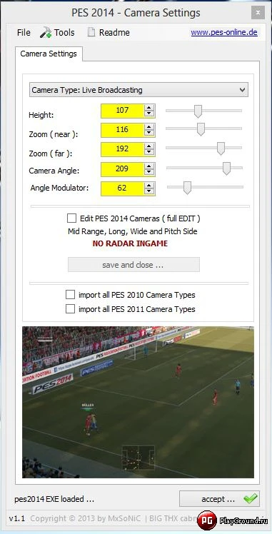 PES 2014 Camera Settings 1.1 by MxSoNiC