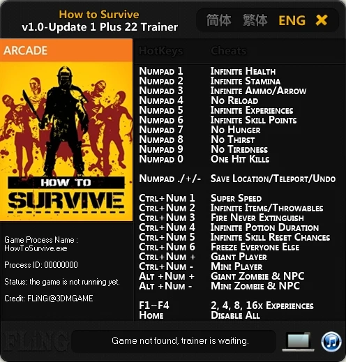 How to Survive: Трейнер/Trainer (+22) [1.0 ~ Update 1] {FLiNG}