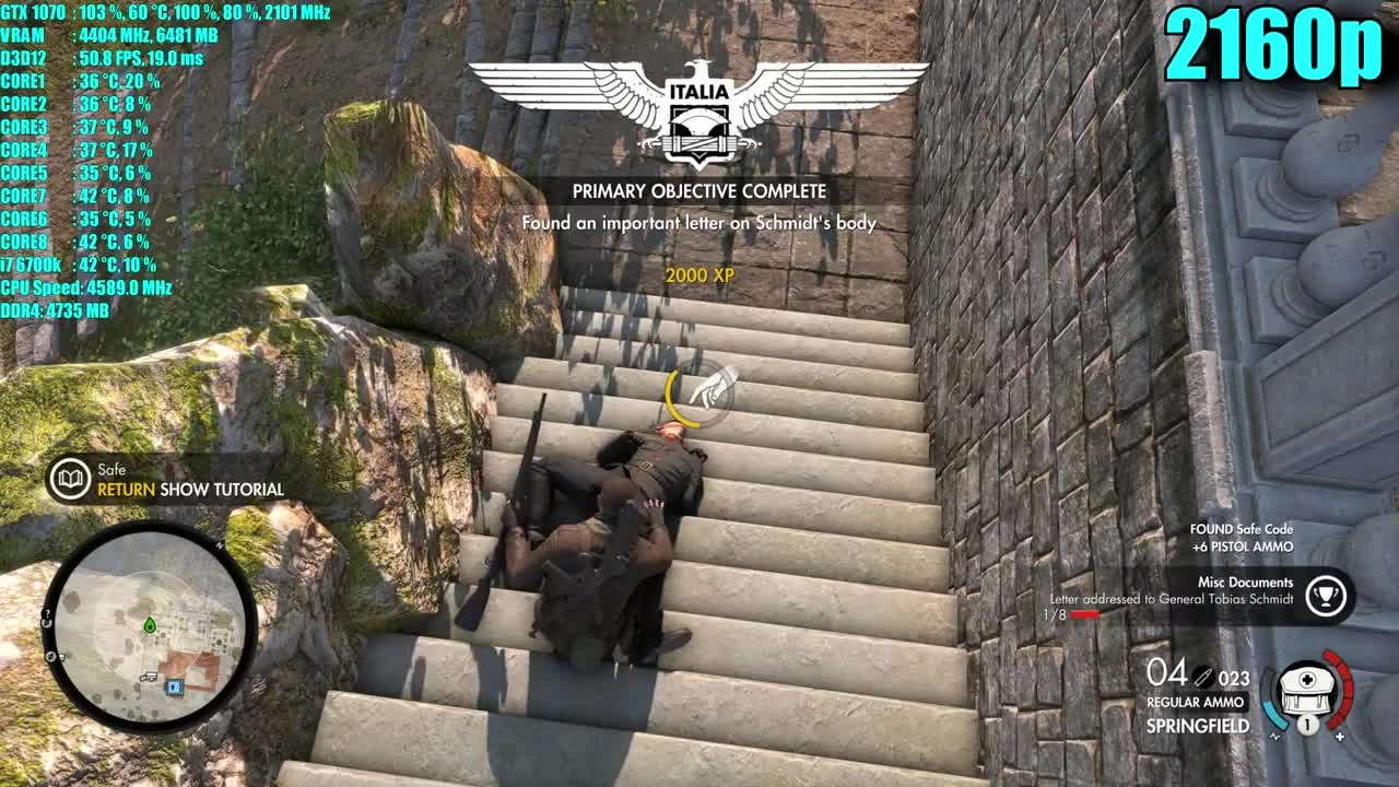 Sniper Elite 4 GTX 1070 OC | DX12 1080p - 1440p и 2160p | Фреймрейт ТЕСТ